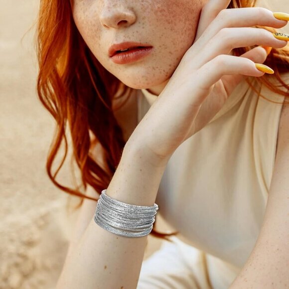 Women, Boho Leather Wrap Multi-Layer Pearl Crystal Bracelet Bangle Jewelry - Picture 3 of 7